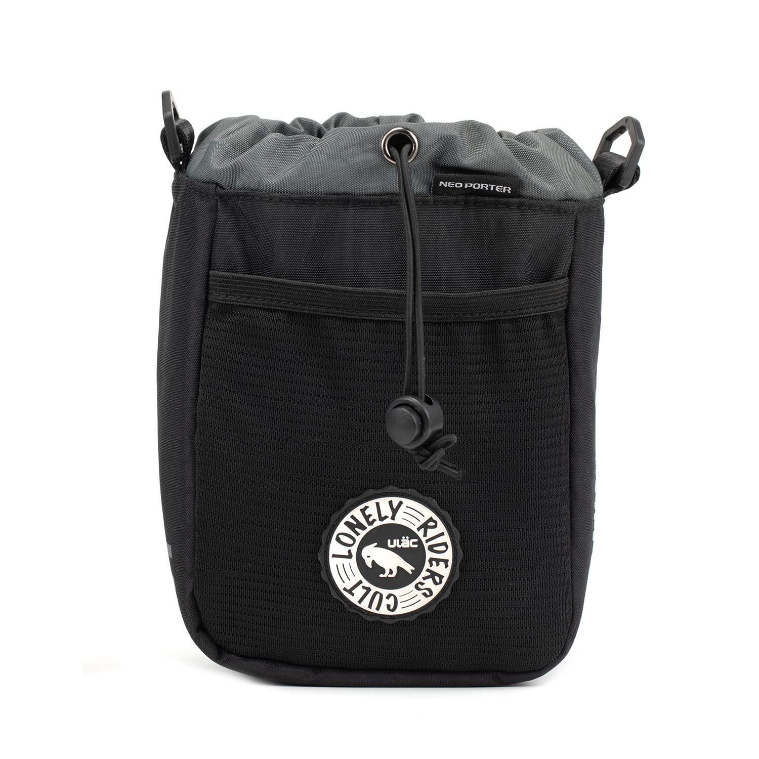 ULAC NEO PORTER C-HOLD Bike Feed Bag for Top Tube, Handlebar, Stem and Saddles (Black-Grey, Large)