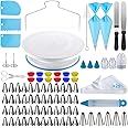 Doitsf 112Pcs Cake Decorating Supplies Kit, Included Cake Turntable, Cake Leveler, 54 Numbered Icing Piping Tips, 2 Spatulas, 3 Scraper, 30+2 Piping Bags, Mother's Day Gift Ideas