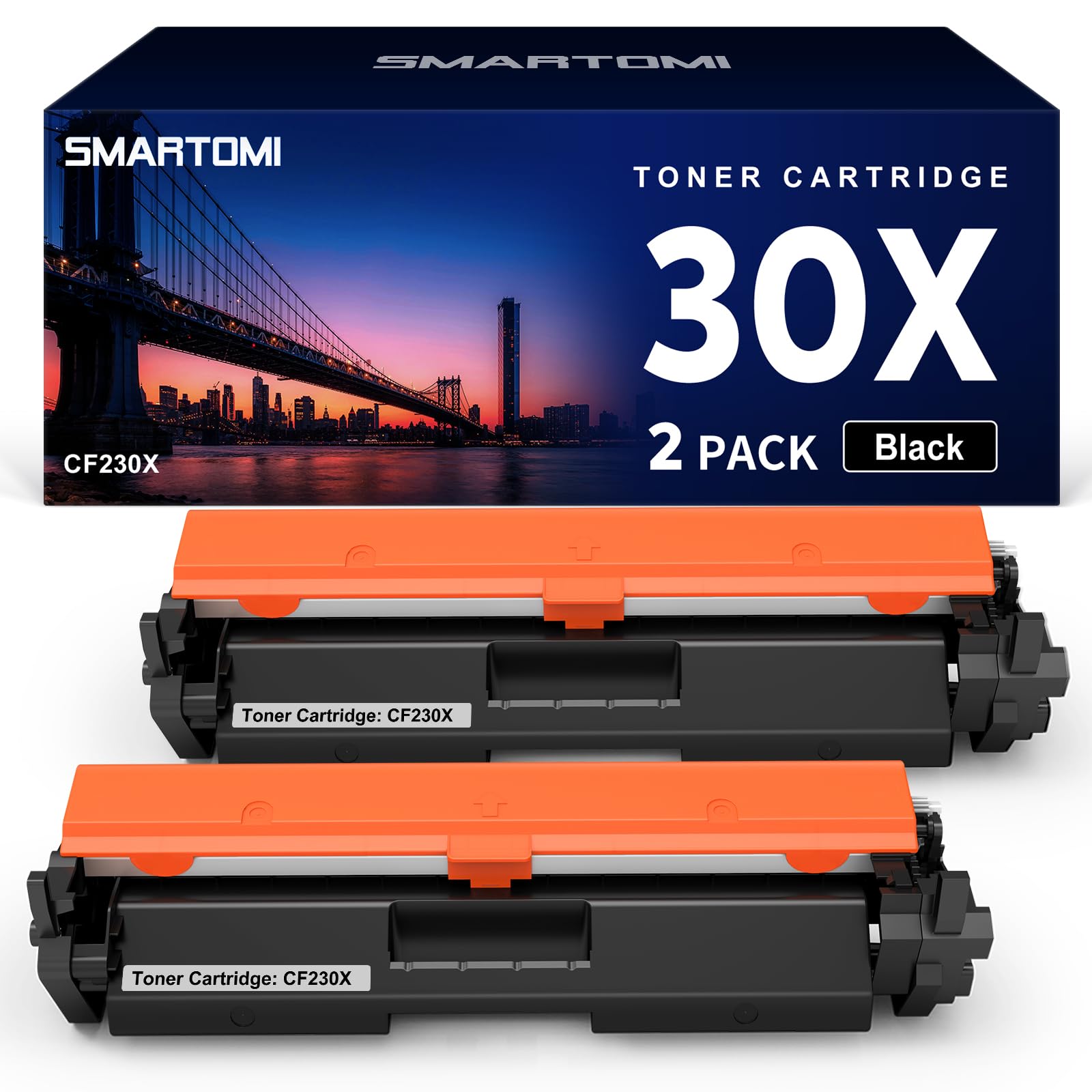 SMARTOMI 30X CF230X Toner Cartridges with Chip Replacement For HP 30X CF230X Compatible with LaserJet Pro M203d M203dw M203dn MFP M227sdn MFP M227d MFP M227fdw (2 Black )