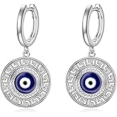 Grmdit Evil Eye Dangle Earrings 925 Sterling Silver Evil Eye Hoop Earrings Evil Eye Jewelry Gifts for Women