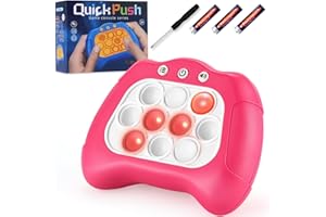 UNILAND Pop Fidget Toy,Light up Popping Game,Quick Push Pattern-Popping Game for Kids Adults Stress Anxiety Relief,Sensory Toys for Boys girls3 4 5 6 7 8 9 10 11 12 Year Old (Rose RED)