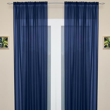 Crystal Navy Plain Voile 90 Amazon Co Uk Kitchen Home