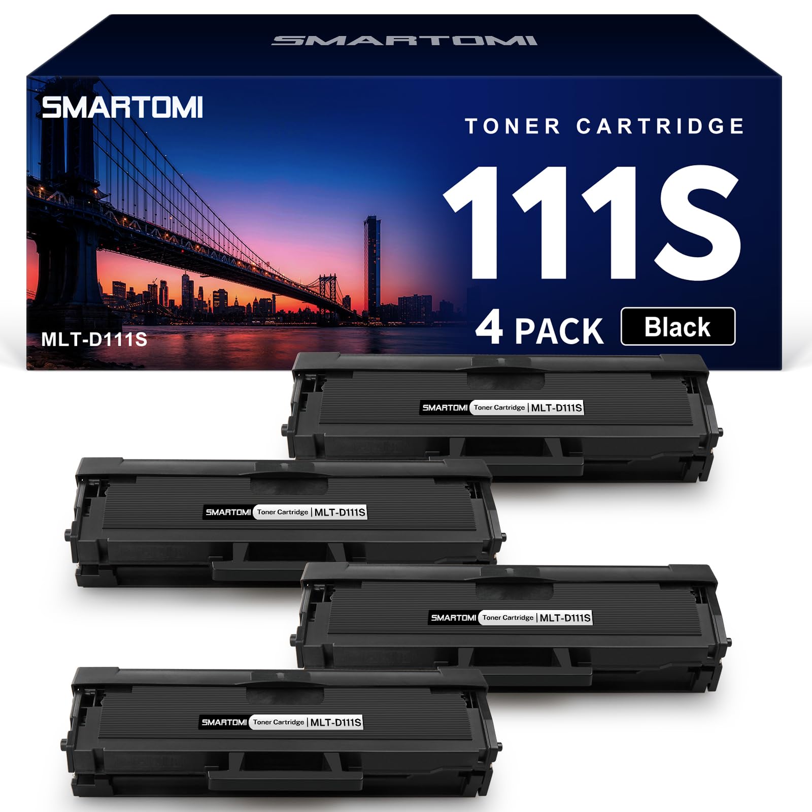 SMARTOMI D111S D111L Compatible Toner Cartridge Replacement for Samsung MLT-D111S MLTD111S for Xpress M2026W M2026 M2070W M2070 M2020 M2020W M2022W M2022 M2070FW M2070F M2078W M2078 (Black, 4 Pack)