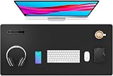 Aothia Leather Desk Mat Mouse Pad Non-Slip PU 91x43cm Black