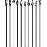 Sworker 10Pcs Long Carbide Burr Set 1/8" Shank Total L 4.4" Compatible with Dremel Die Grinder Bits Port Grind Metal Cast Iron Steel Aluminum Cylinder Head Engine Intake Exhaust Manifold Tight Area