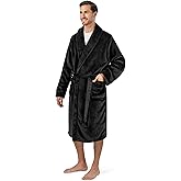 PAVILIA Mens Soft Robe Bathrobe for Men, Lightweight Fleece Male Robe Long Bath Shower Spa