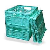 PTEREIW 20L Folding Crates, 4Pack Plastic Storage