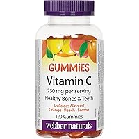 Webber Naturals Vitamin C Gummy 125 mg, 120 Gummies, For Bones, Teeth, Immune and Antioxidant Health, Vegan