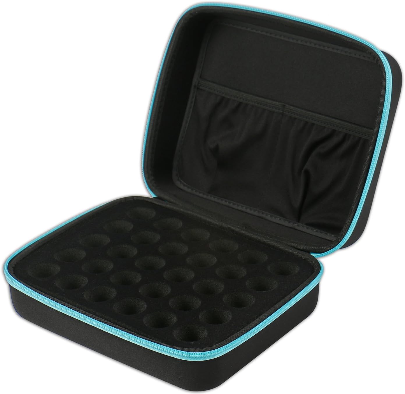 30 Essential Oils Carrying Case for 5ml, 10ml and 15ml Bottles - Hard Shell Exterior Storage Organizer Holds doTerra, Young Living and Endless Others by Soothing Wellness Essentials (Caribbean Blue): Health & Personal Care