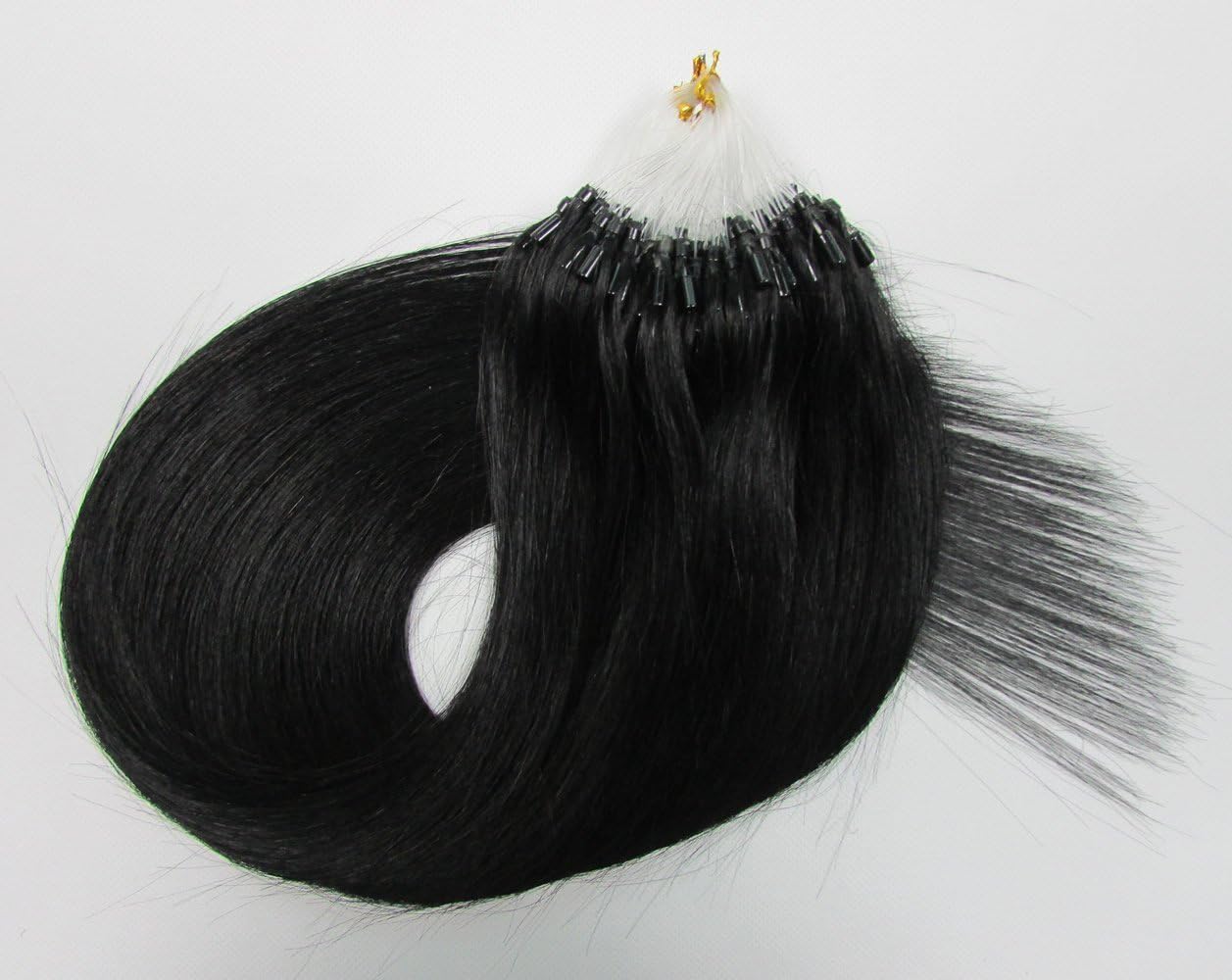 100s 16'' 18'' 20'' 22'' 24'' 26'' Loops Micro Rings Beads Tipped Remy Human Hair Extensions Straight 10 Colors in Women Beauty Style