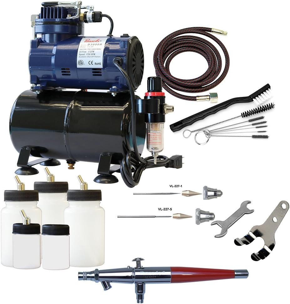 Paasche Airbrush MIL-300R Double Action Siphon Feed Airbrush Set and Compressor with Tank: Arts, Crafts & Sewing