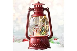 COZY-PAVILION Christmas Musical Red Snow Globes, Swirling Glitter Snow Globe Lantern, Snowman Ornaments, Christmas Decoration for Home, Gifts for Women…