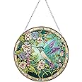 RYMILIE Diamond Art Painting Pendant Kits 5D Diamond Art Painting Art Hanging Kit Hummingbird DIY Diamond Crystal Window Pendant Kit for Adults Gift Wall Home Decoration