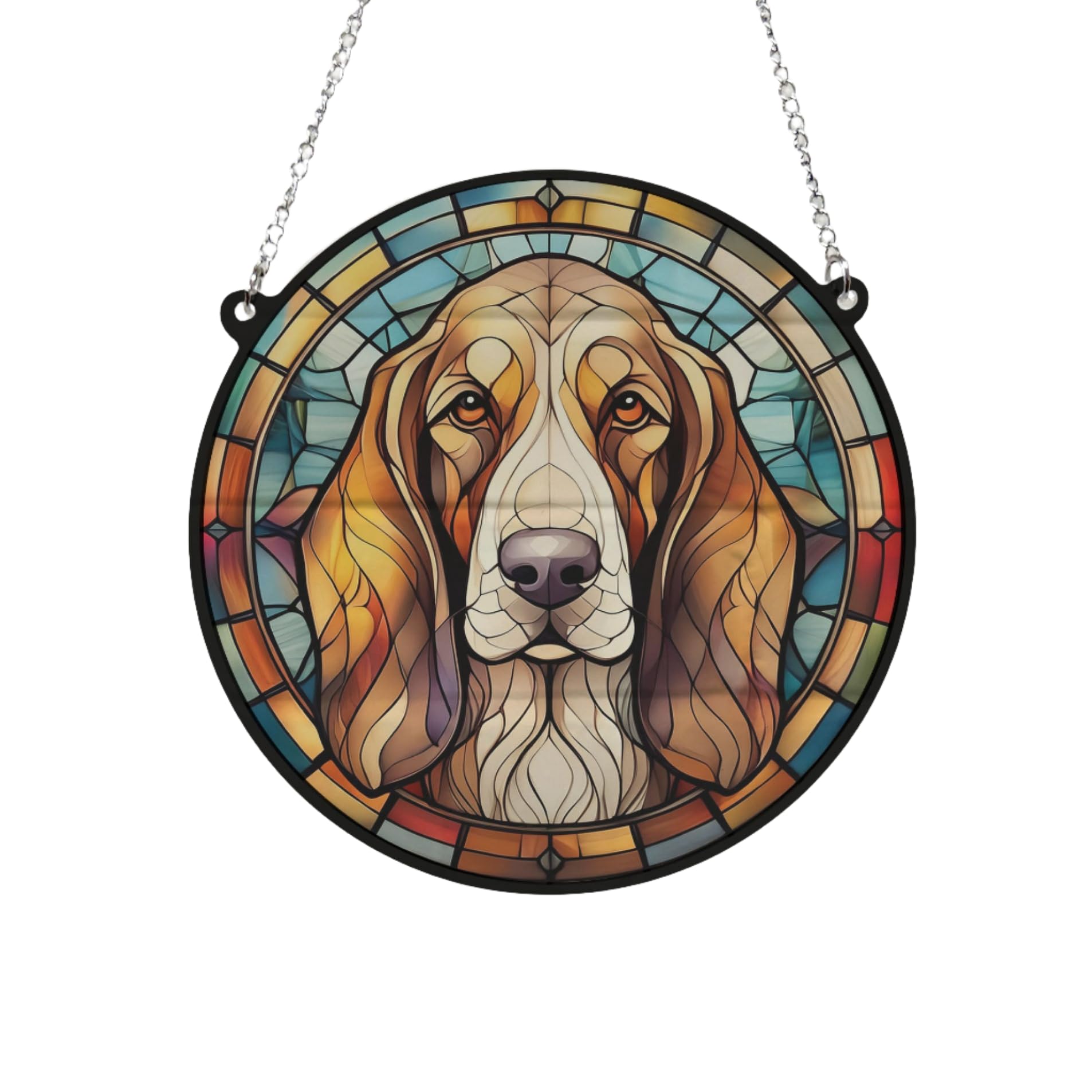 Basset Hound Stained Glass Effect Suncatcher Gift for Dog Lovers - 19cm