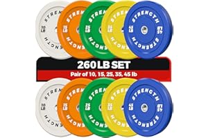 Rendpas Premium Color-Coded Rubber Bumper Plates Set - 2 Inch Olympic Weight Plates for Home Gym Cross and Strength Training