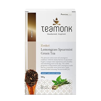Amazon Com Teamonk Lemongrass Spearmint Green Tea Loose Leaf 50 Cups Spearmint And Lemongrass Tea Leaves For Weight Loss Immunity Boosting Loose Leaf Tea 3 5oz Grocery Gourmet Food