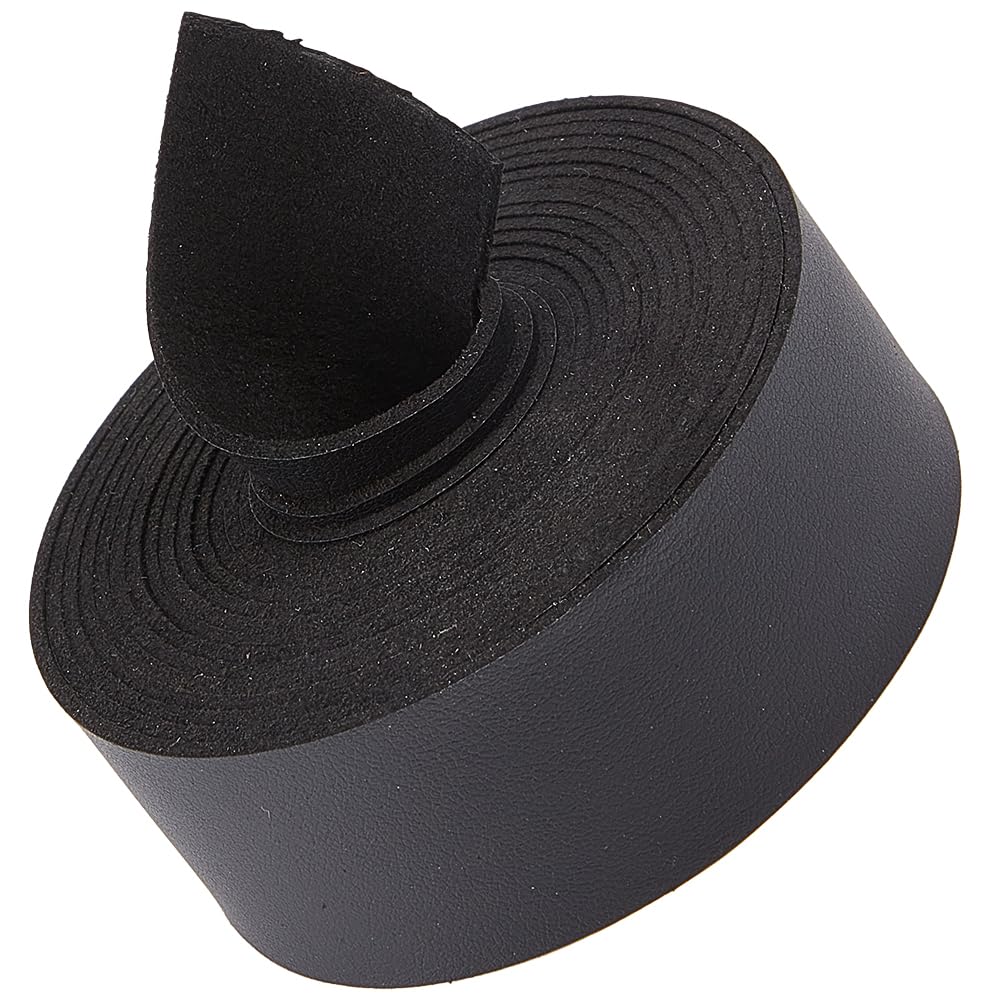 GORGECRAFT 30mm Wide Black Leather Strips 98 Inch Long Lychee Grain Flat Leather Cord 1.6mm Thick Imitation Leather Strap Threads Strings for DIY Crafts Guitar Belt Handles Making Braiding Ropes