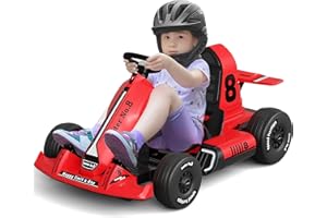 GLAF Electric Go Kart for Kids Ages 3-6 12V Battery Power Wheels Pedal for Boys Girls Electric Vehicle Ride on Car with Parent Remote Control LED Lights USB and Bluetooth Audio(Red)