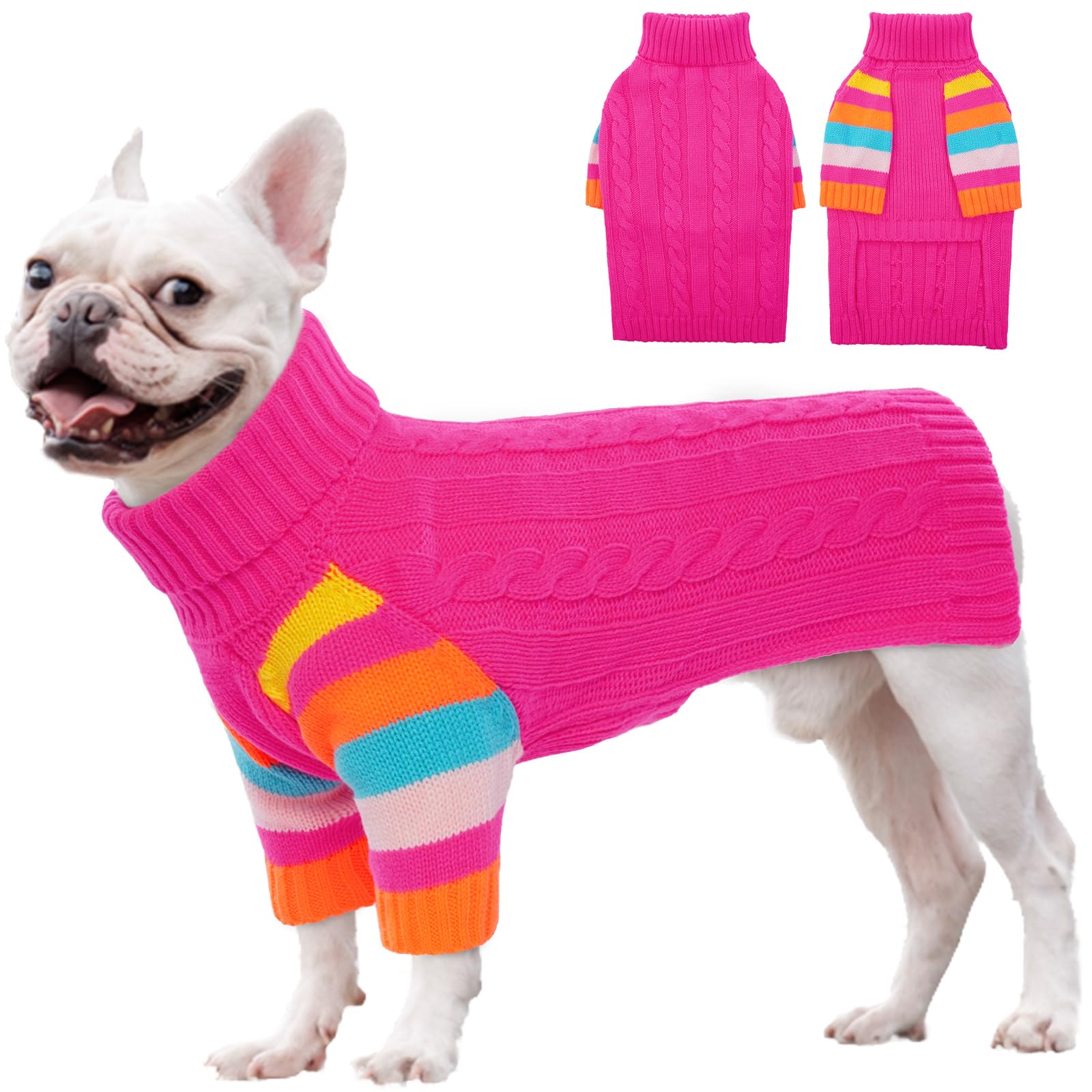 OUOBOB Dog Jumper, Medium Turtleneck Pullover Winter Vest, Christmas Outfits, Pet Sweatshirt Apparel Knitwear for Girls Boys, Frenchie, Beagle, Boston Terrier M — image 1