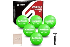 SunNordic 6 Pack Weighted Baseballs Set (16 oz) - Weighted Baseballs for Hitting Training & Improved Power - Pitching Training Baseball for All Skill Levels