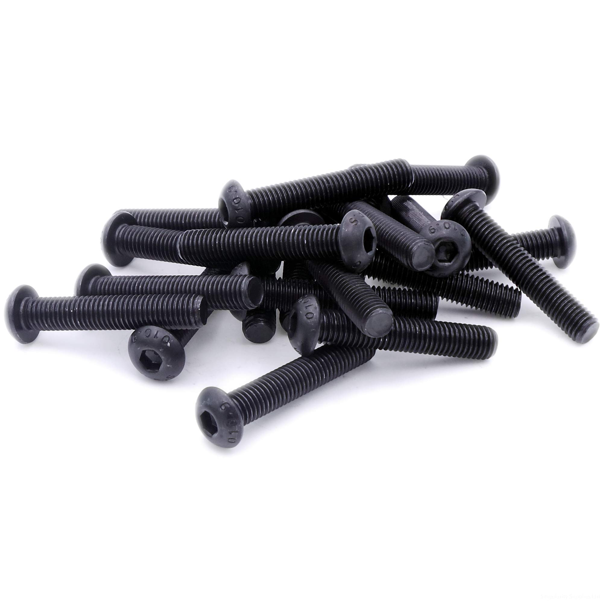 M5 (5mm x 8mm) Hex Socket Button Machine Screw (Bolt) - Black Steel (Pack of 20)