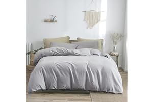 PHF Linen Duvet Cover Set Queen, Upgraded French Linen Blend Duvet Cover Set, Comfy Elegant Comforter Cover Set for Hot Sleepers, 1 Duvet Cover and 2 Pillowshams, 90"x 92", Light Grey