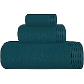 MALLONI HOME Ultra Soft 3 Pack Cotton Towel Set, Contains a Bath Towels 28x55 inch, a Hand Towels 16x24 inch & a Wash Coths 12x12 inch, Ideal Everyday use, Compact & Lightweight - Teal