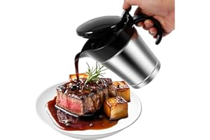 Double Insulated Gravy Boat - 450ml Gravy Jug with Hinged Lid, Large Stainless Steel Gravy Boat, Portable Gravy Warmer Pitche