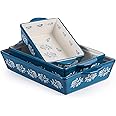 Wisenvoy 2-Piece Ceramic Baking Dish Set - Lasagna Pan & Casserole Dish With Wavy Design