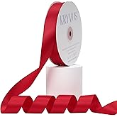 Kryvus Red Satin Ribbon, Double Faced 1 Inch X 50 Yards Red Ribbon, Premium Satin Ribbons for Gift Wrapping, Crafts, Hair Bow Making, Sewing, Flower Bouquet, Wedding Party Decor