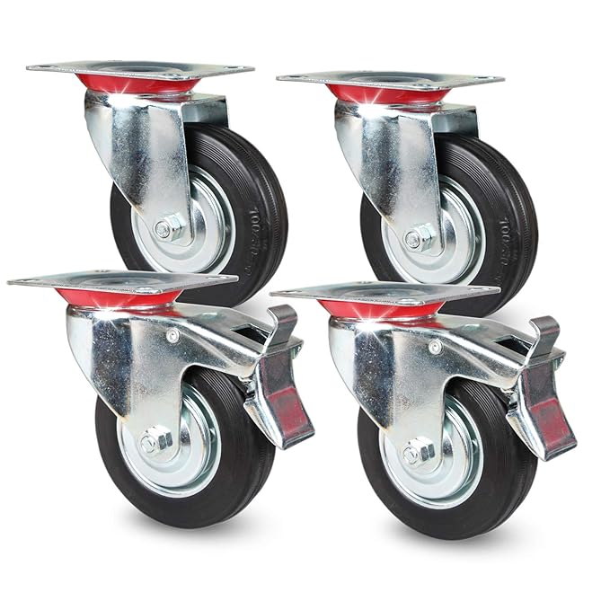 PRIOstahl TR-Set-8 4 St Transportrollen Bremse / 2 X Lenkrolle | 125mm | schwarz …