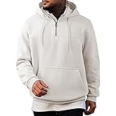 JMIERR Mens Casual Cotton Hoodies Drawstring Quarter Zip Pullover Sweatshirts