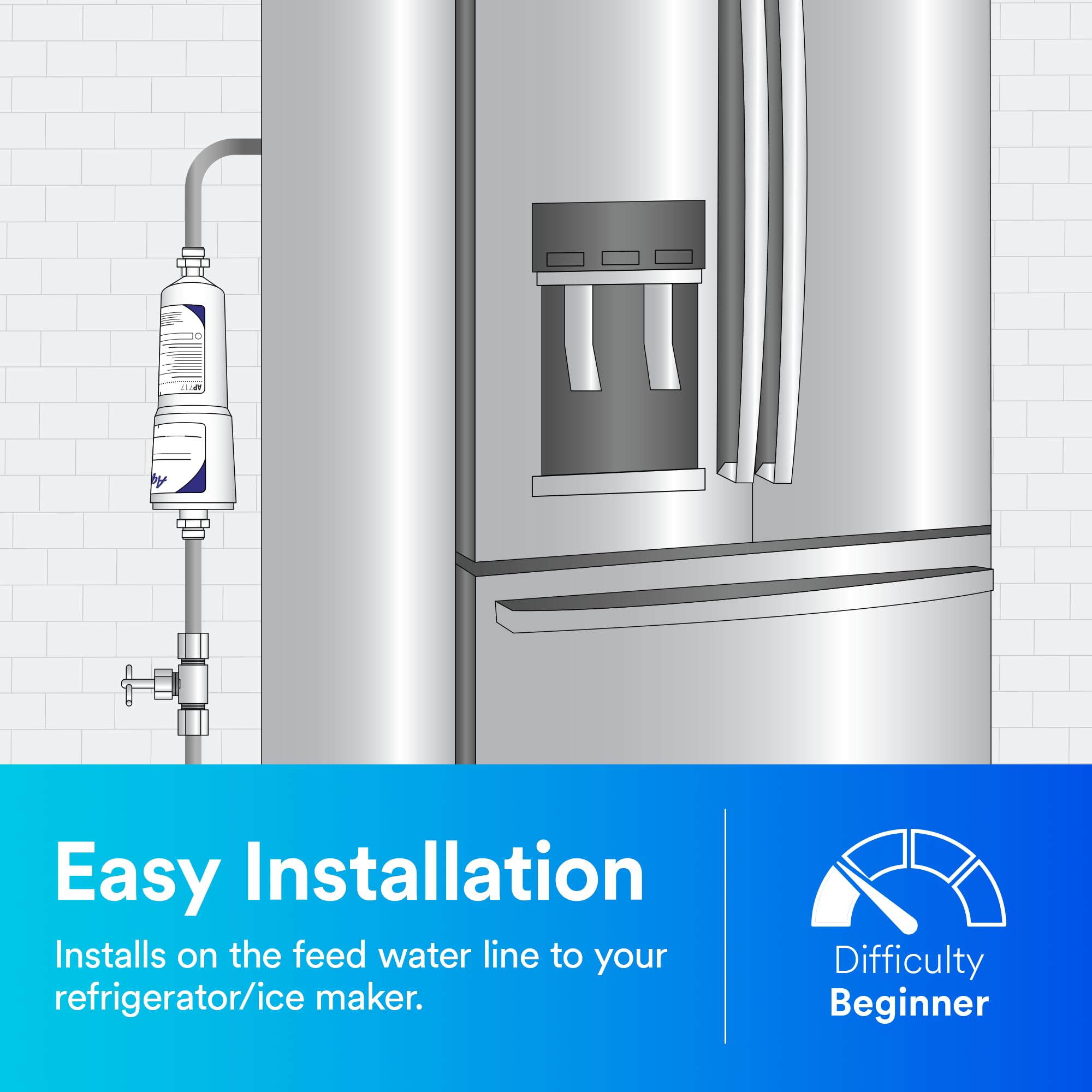 3M Aqua-Pure AP717 In-Line Water Filter for Refrigerator, Ice Maker and Drinking Fountains, Inhibits Scale Build-Up, Removes Sediment, Chlorine Taste and Odor