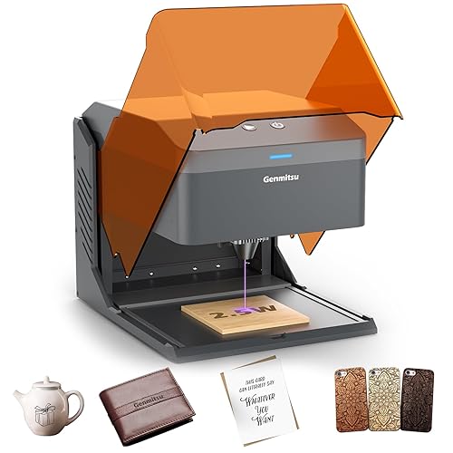 Genmitsu Kiosk 2.5W Laser Engraver, Light Weight & Portable Laser Engraver Machine, Home Laser engraver with Acrylic Enclosure for DIY Wood/Leather, 3.9 x 3.9inch Engraving Area, Laser Safety Class 1