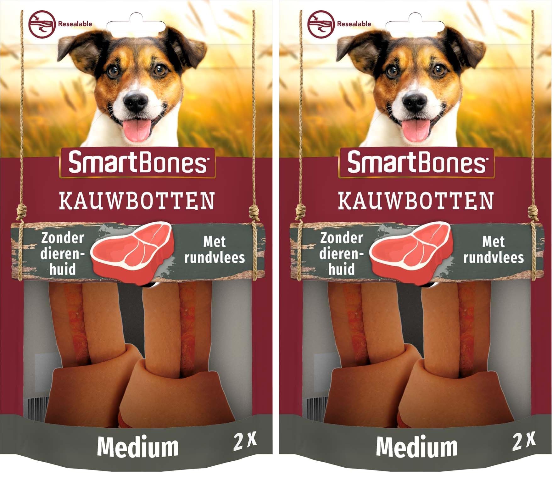 Smartbones 2 Medium Beef Bones Rawhide Free Chew Dog Treats (Pack of 2)