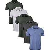 TELALEO 4/5 Pack Mens Polo Shirts Quick Dry Short Sleeve Golf T Shirt Performance Moisture Wicking Casual Workout