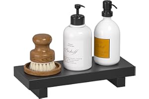 Greatseas Kitchen Soap Tray Decor, Bamboo Pedestal Stand Risers for Display Decorative, Black Sink Tray for Kitchen Decor and Accessories, Soap Dish Holder Counter Tray 8.7" x 3.5" x 1.6"