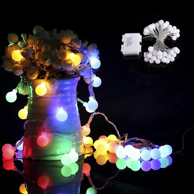 BXROIU 40er Klein Ball LED Lichterketten Batterie Betrieb und 8 Programm IP65 wasserdicht, für Party,Weihnachten, Halloween, 
