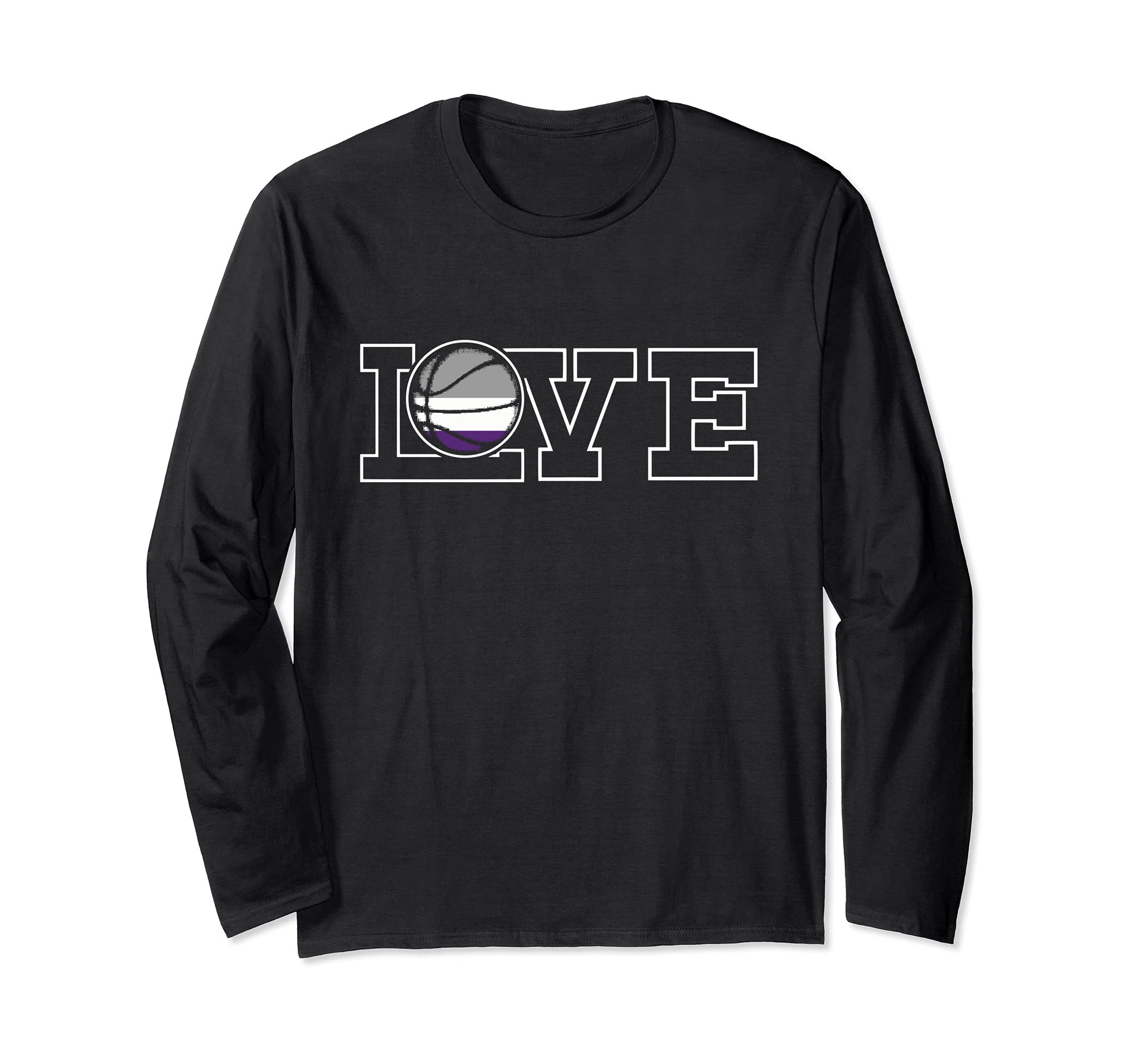 Love Basketball LGBT-Q Asexual Ace Pride Flag Sport Fan Ally Long Sleeve T-Shirt
