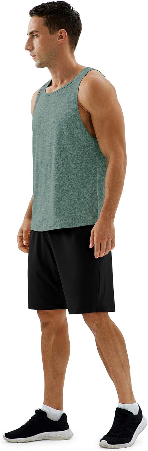 icyzone Workout Tank Tops for Men - Running Muscle Tank Exercise Gym Tops Athletic Shirts at  Men’s Clothing store