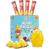 Klass Aguas Frescas Pineapple | Zero Sugar Drink Mix Packets | 40 Sticks | Natural flavors and only 5 calories per packet, refreshing pineapple agua fresca taste, zero sugar and caffeine free