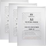 YiPinYin White A1 Boxed Gallery Frames Set of 3 for A2 Photos - MDF