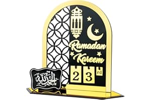 APESO Ramadan Advent Countdown Calendar Acrylic: Ramadan Decorations for Home Eid Mubarak Table Decor, 30 Days Countdown Calendar 2025 Ramadan Gifts for Family (Black ＆Gold)
