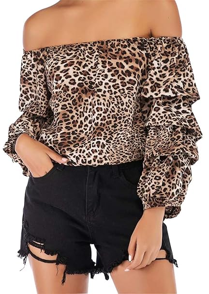 cheetah print off the shoulder top