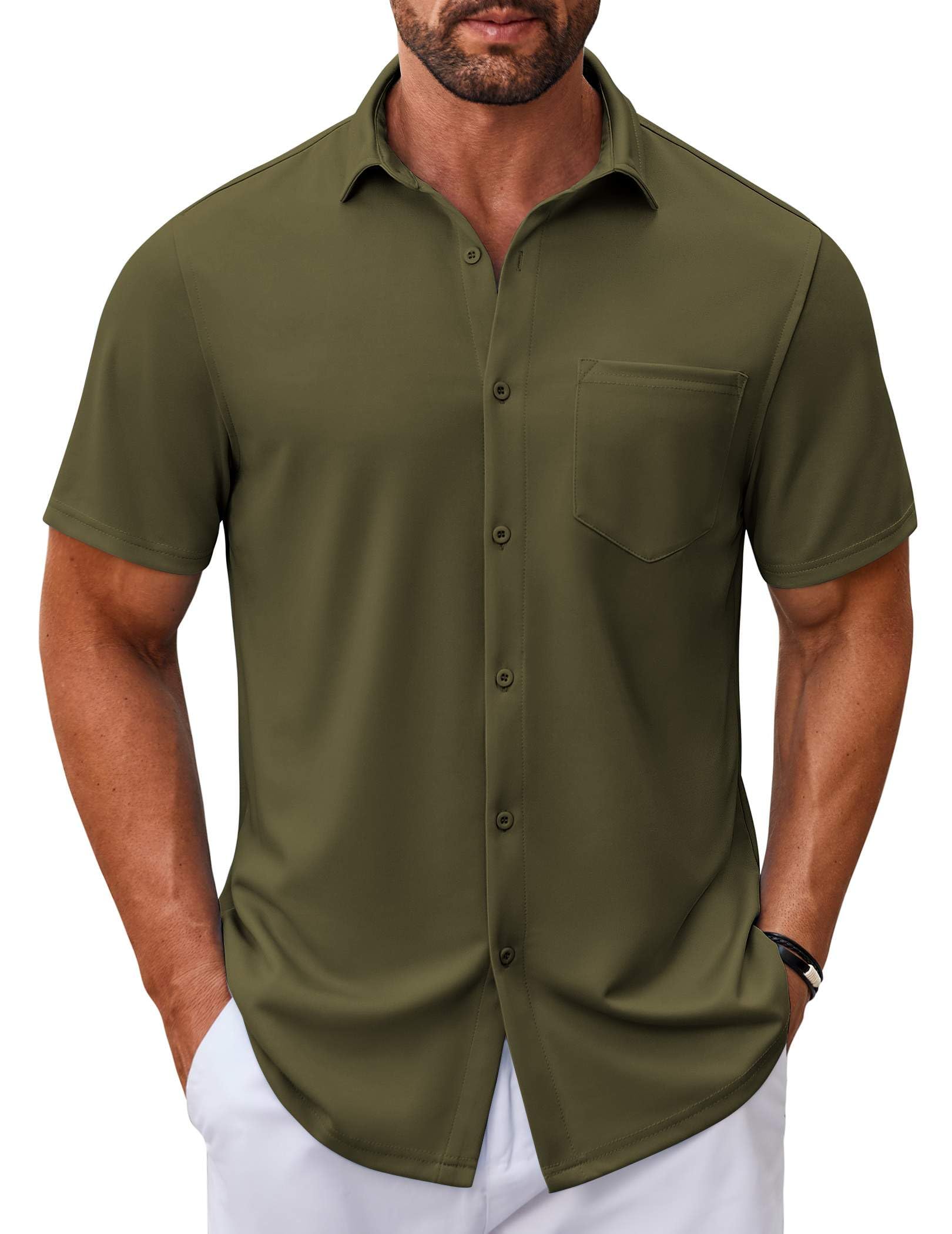 COOFANDY Mens Button Down Short Sleeve Shirt Short