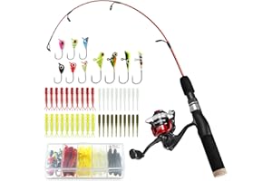 PLUSINNO Ultralight Winter Ice Fishing Rod Reel Combo 26/27/28 inch. Medium Light Fast Action Multi-Species Spinning Ice Fish