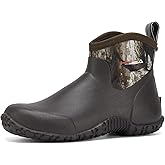 HISEA Men's Rain Boots, Ankle Height Garden Shoes Waterproof Insulated Rubber Neoprene Mud Boots Anti-Slip Outdoor Work Booties for Gardening Farming Camping Fishing and Yard Working