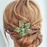 Casdre Flower Bride Wedding Hair Comb Silver Green Rhinestone Bridal Hair Piece Crystal Evening Party Hair Accessories for Women and Girls