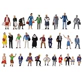 Evemodel HO Scale 1:87 Standing Seated Passenger People Painted Figures for Model Train Layout (30PCS)