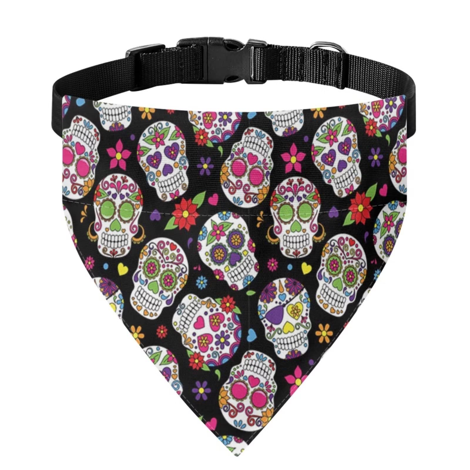 COEQINE Summer Dogs Bandanas With Skull Print, Tribal Print Dogs Travel Collar Scarves for Sport Walking